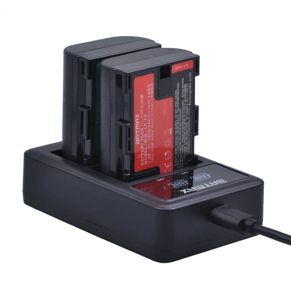Batmax-batería LP-E6 LPE6 LP-E6N, Cargador USB Dual LED, para Canon EOS 5D Mark II III 5DS 5DSR 6D 7D 60D 90D
