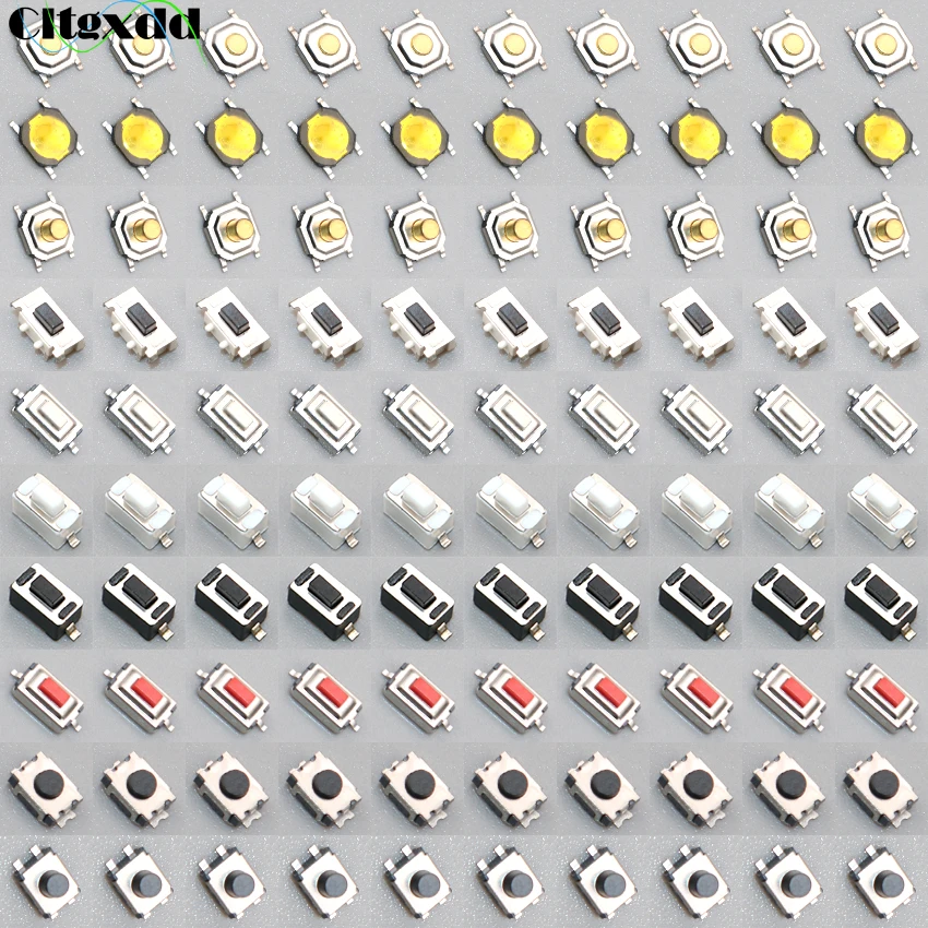 Interruptor táctil de 100 piezas, 3x6, 3x4, 4x4 SMD, 2 pines, 4 pines, Micro interruptor táctil 3x4x2, 3x6x4,3, 3x6x2,5, 3x6, 3x6x3,5 4x4x4x4 1,6x3