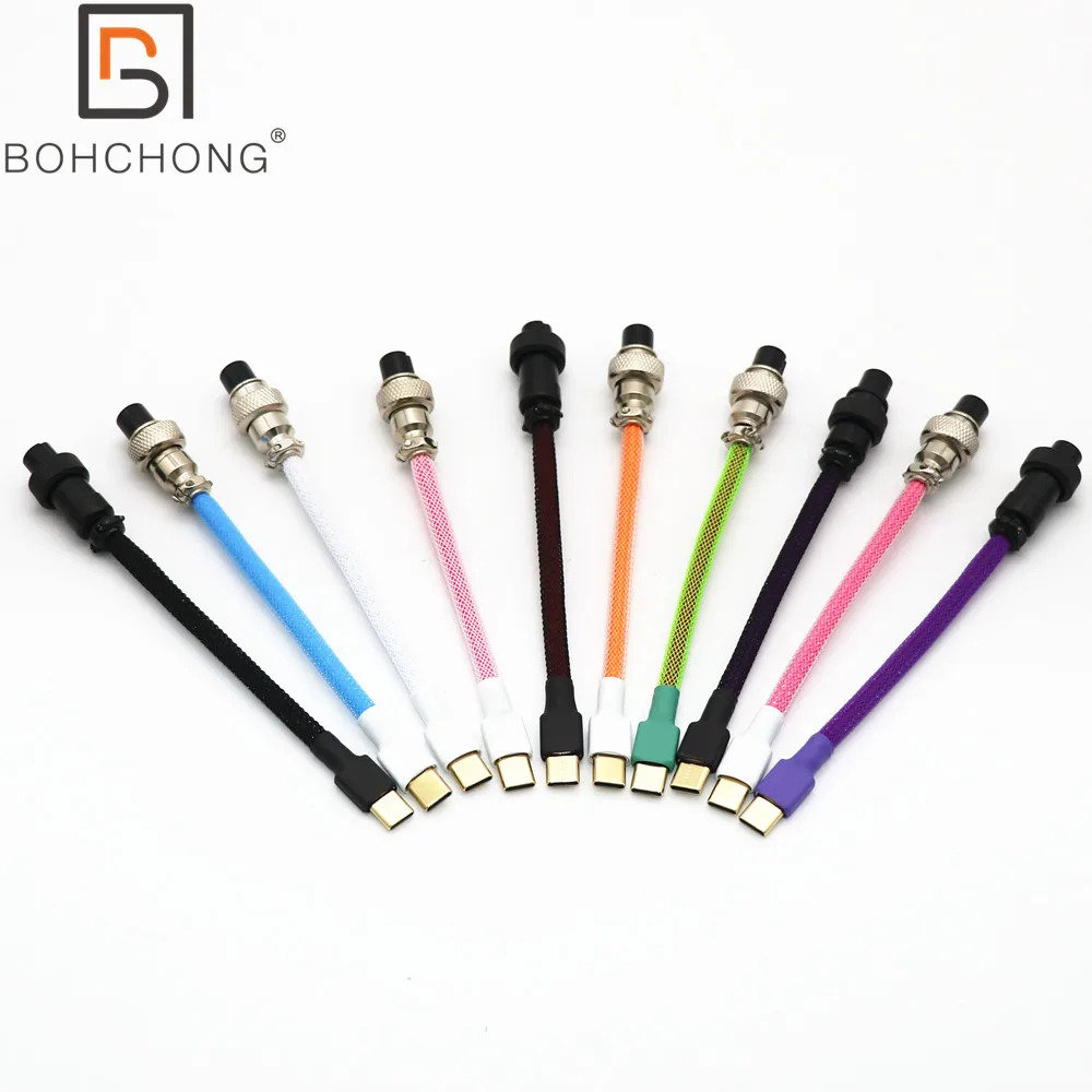 Cable USB de doble capa para teclado mecánico, minicable USB tipo C personalizado, con aviador colorido