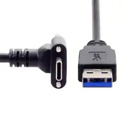 Cable USB-C Ángulo Recto con Tornillo de Seguridad para Cámara