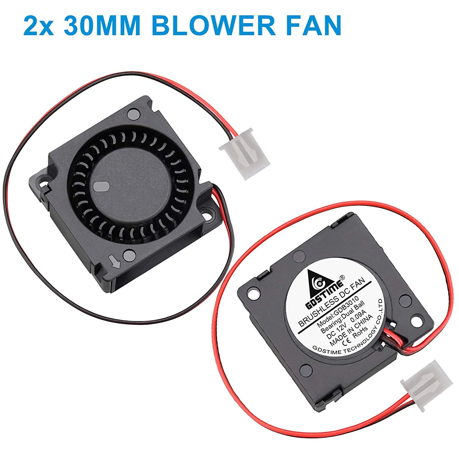 2 uds lote 30mm x 30mm x 10mm 3010 3cm DC 12V 2Pin doble bola impresora 3D ventilador de turbina enfriador portátil CPU radiador ventilador de refrigeración - imagen 2