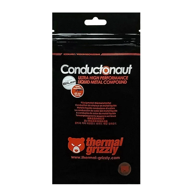 Grizzly Conductonaut-enfriador térmico para ordenador, procesador AMD Intel, Metal líquido dorado, 1g/5g, 73W/mk CPU/GPU - imagen 4