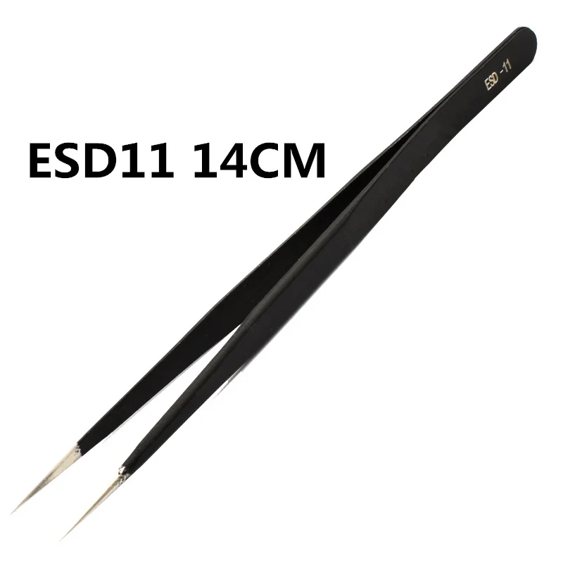 Juego de pinzas industriales de acero inoxidable antiestáticas, herramientas de reparación de teléfonos móviles, pinzas de precisión ESD ESD10 a ESD15, 1,5mm - imagen 3