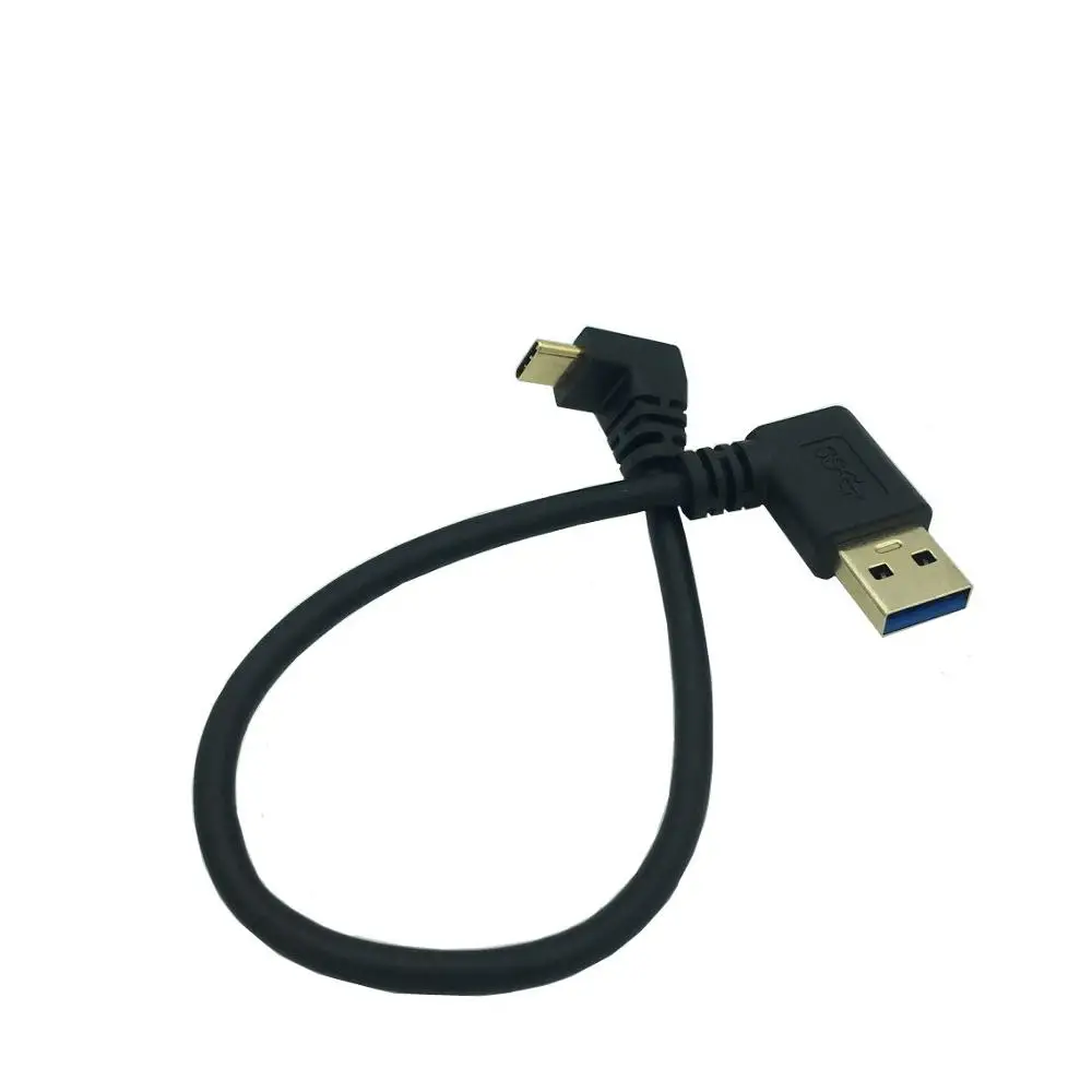 Cable USB 3.0 (tipo A) macho a USB 3.1 macho de ángulo recto de 90 grados chapado en oro: conexión de sincronización y carga de datos