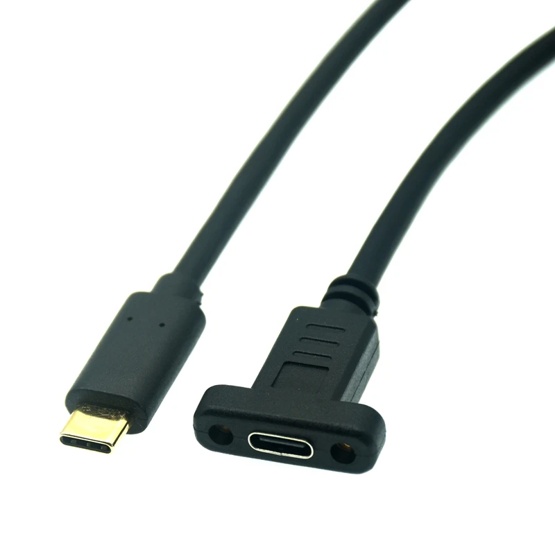 Cable de extensión macho a hembra, adaptador de Cable con agujero de tornillo de montaje en Panel, 10gbps, 4K, HD, USB C, USB3.1, tipo C, 100W, PD, QC 4,0 - imagen 2