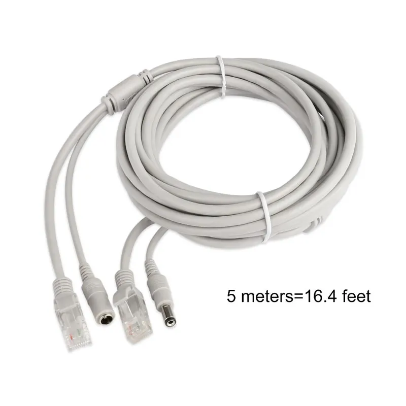 Cable de red CCTV de 5m, 10m, 15m, 20m, 30m, 50m, Cable RJ45 CAT5/CAT-5e + extensión de alimentación CC, Cable Ethernet de red CCTV para cámara IP - imagen 5