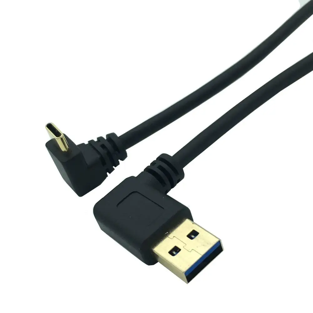 Cable USB 3.0 (tipo A) macho a USB 3.1 macho de ángulo recto de 90 grados chapado en oro: conexión de sincronización y carga de datos - imagen 4