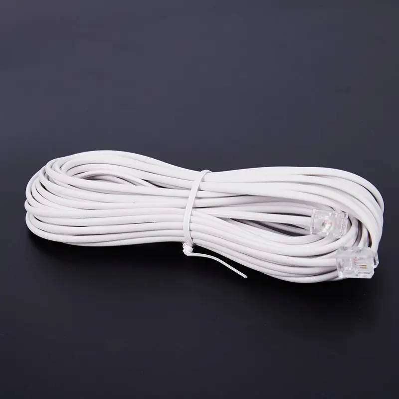 1pcs 10m RJ11 Telephone Connector Extension Cable White - imagen 4