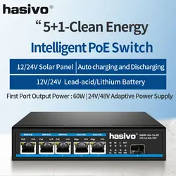 Conmutador PoE Gigabit 5 Puertos con SFP y Alimentación Solar UPS