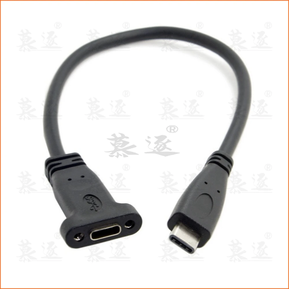 USB-C USB 3.1 tipo-c macho a hembra Cable de datos de extensión tipo C con orificio para tornillo de montaje en panel 0,2 M - imagen 4