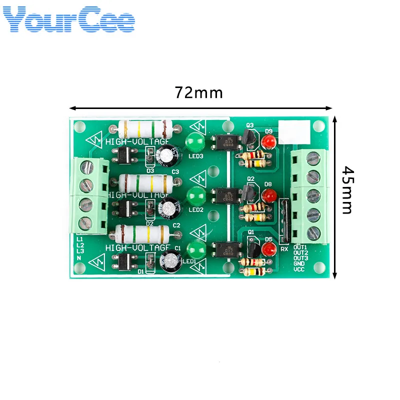 Placa de aislamiento de optoacoplador AC 220V de 3 canales, módulo de prueba aislado, detección PCB - imagen 3