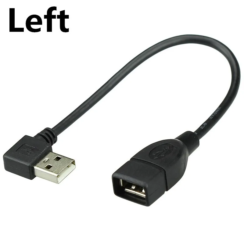 USB A hembra a USB A macho 90 grados izquierda/derecha/arriba/abajo ángulo adaptador de extensión cable USB2.0 macho a hembra cable 10cm - imagen 3