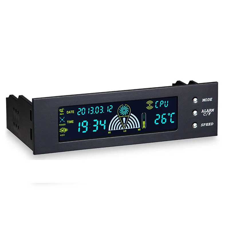 Controlador de ventilador de ordenador de 5,25 pulgadas, 12V, 3 ventiladores, controlador de velocidad, Sensor de temperatura, pantalla Digital LCD, Panel frontal para PC