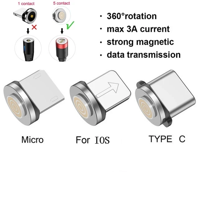 GTWIN-Cable magnético tipo C, adaptador de Cable de carga rápida, Micro Usb, para iPhone y Huawei, 9 unidades - imagen 3