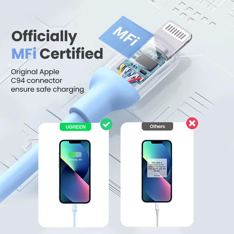 UGREEN Cable USB-C Silicona MFi a Lightning iPhone 14/13/12 Pro Max - imagen 4
