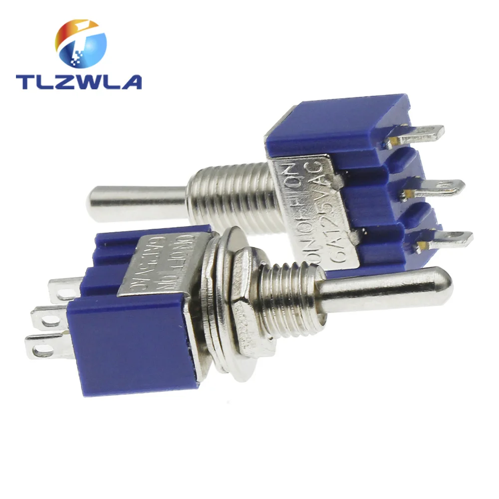 Interruptor de palanca en miniatura de un solo polo, doble tiro, SPDT (MTS103), ON-OFF-ON, 120VAC, 6A, MTS-103 de montaje de 1/4 pulgadas, 10 Uds. - imagen 4