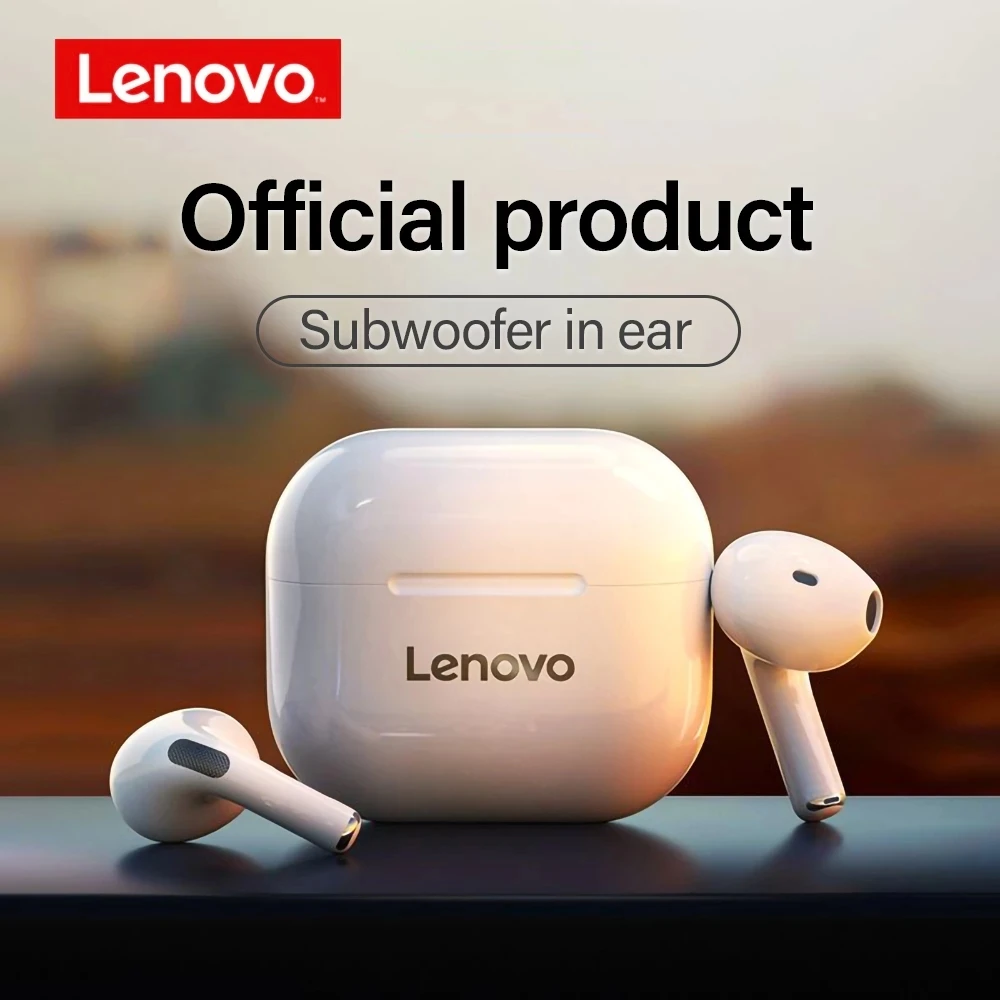 Lenovo-auriculares inalámbricos LP40, audífonos TWS con Bluetooth, Control táctil, deportivos, estéreo, para teléfono Android