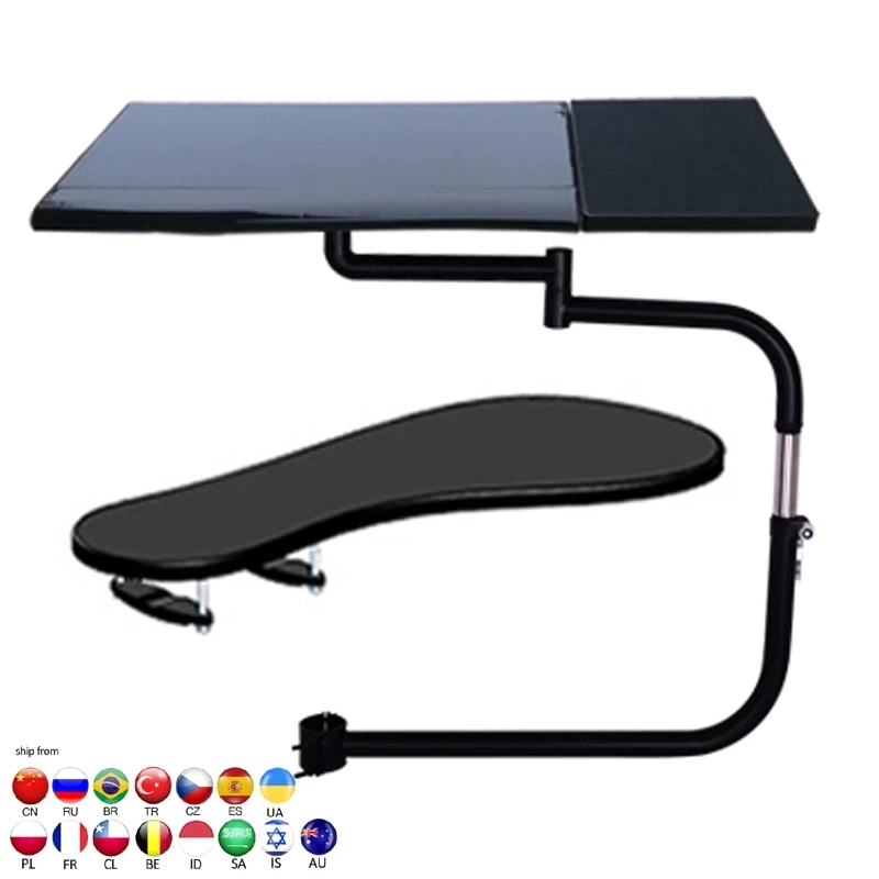 OK330 OK331-teclado cuadrado multifuncional de movimiento completo, soporte de escritorio para portátil, acero inoxidable, 20kg + pinza para silla, alfombrilla para ratón - imagen 2