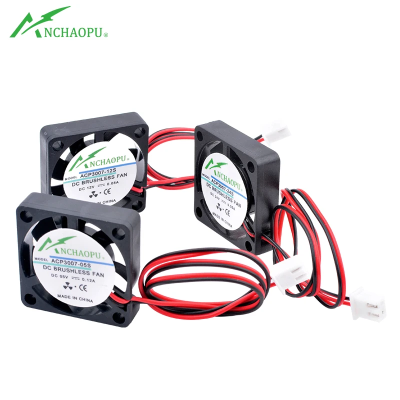 ACP3007 3cm 30mm ventilador 30x30x7mm DC5V 12V 24V 2pin ventilador de refrigeración ultrafino en miniatura para enrutador de impresora 3D