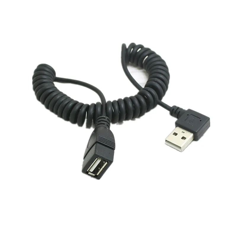Cable de extensión de resorte de datos USB 2,0 ángulo izquierdo derecho 90 grados USB2.0 Cable telescópico macho a hembra para PC Notebook 1m - imagen 4