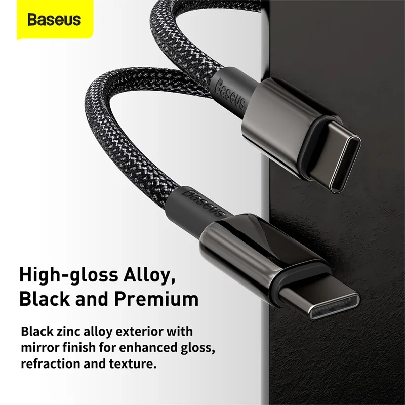 Baseus-Cable USB tipo C de carga rápida, Cable de datos PD de 100W, QC4.0, 3,0 USB-C, para Macbook, Samsung S9, Xiaomi Poco X3 y Huawei - imagen 2