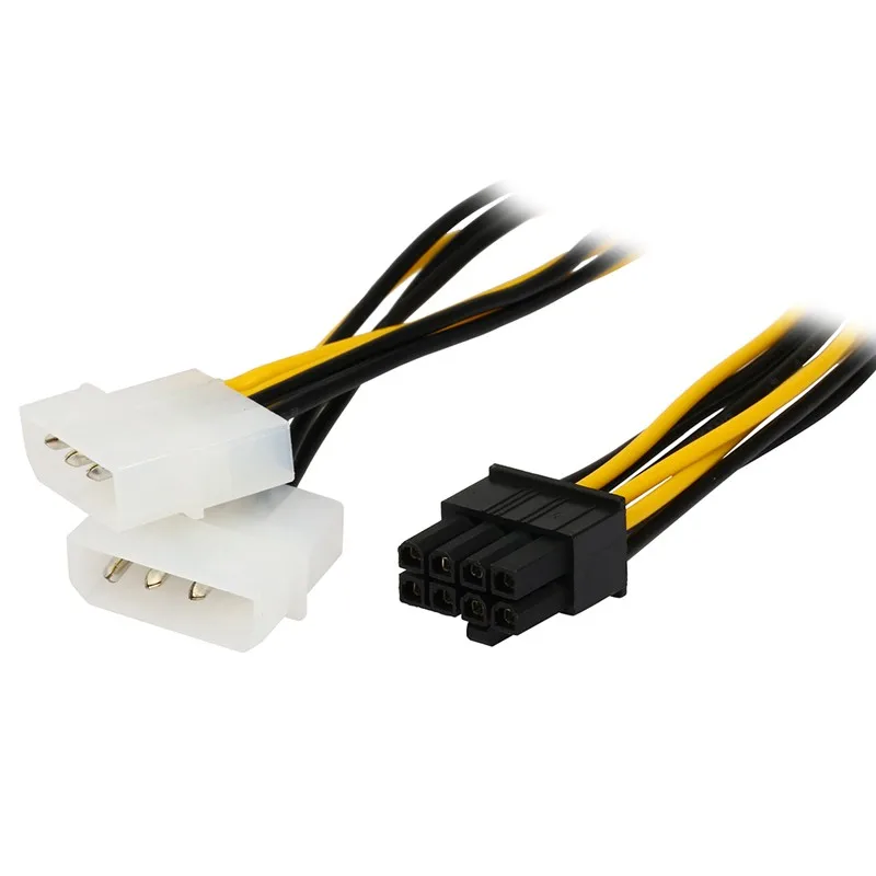 Cable de alimentación de tarjeta de vídeo Dual de 15cm, 8 pines a 4 pines, forma de Y, PCI Express de 8 pines a Cable de alimentación de tarjeta gráfica Molex Dual de 4 pines - imagen 2