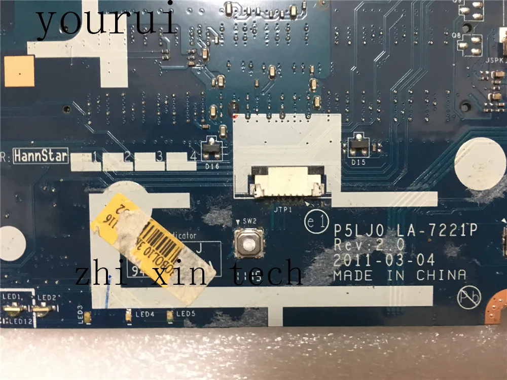 Yourui para la placa base del ordenador portátil Acer 5830 5830TG MBRHQ02001 MB.MHQ02.001 P5LJ0 LA-7221P DDR3 probado ok - imagen 4