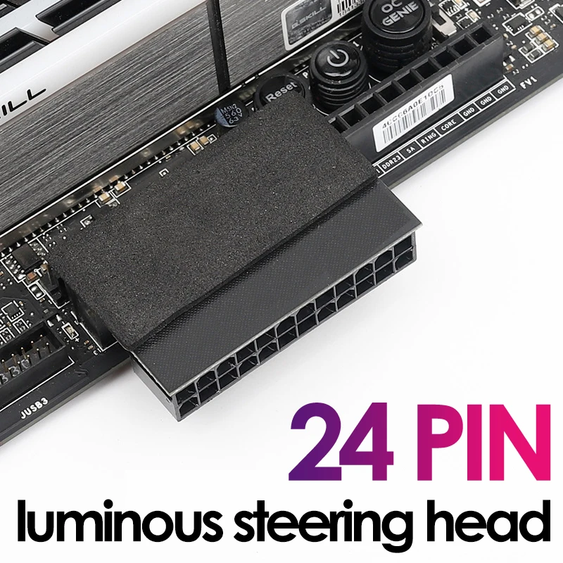UTHAI DIY accesorios de computadora cableado placa base de computadora fuente de alimentación ATX 24P giro 90 grados conector cabezal de dirección
