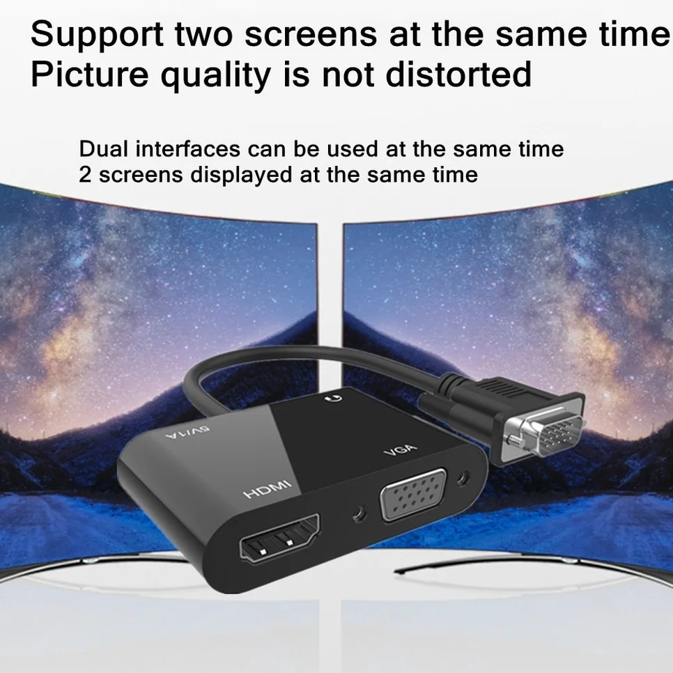 BGGQGG Splitter VGA a HDMI – Adaptador 1×2 para Monitor y Proyector - imagen 4