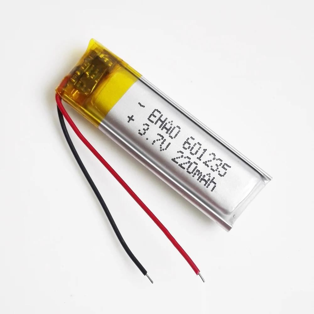 Uds Lipo para videojuegos, lote de 10 batería recargable de polímero de litio, 3,7 V, 220mAh, 601235, para Mp3, MP4, MP5, GPS, PSP, Bluetooth - imagen 5