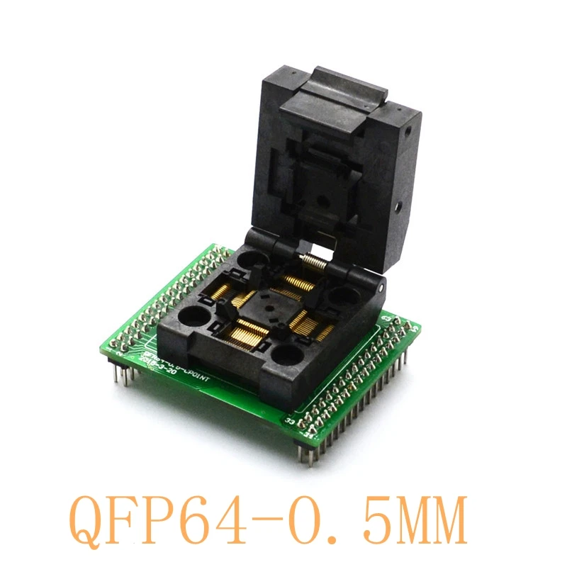 TQFP64 QFP64 LQFP64 a DIP64 Clamshell programador Socket Pitch 0,5mm IC tamaño del cuerpo 10x10mm adaptador de toma de prueba de FPQ-64-0.5-06