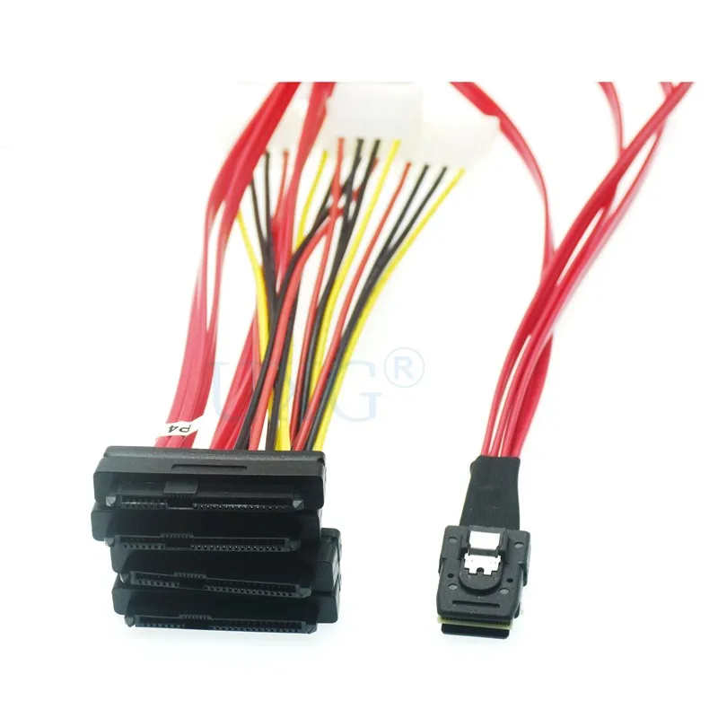 Cable interno Mini SAS 4i SFF-8087 de 36 pines a SAS 4x SFF-8482 de disco duro SAS de 29 pines alimentado por conectores Molex de 4 pines - imagen 4
