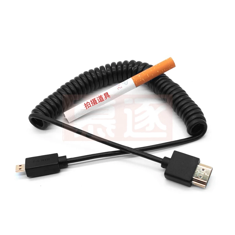 Cable Mini-HD-a espiral 4k con diámetro exterior de 3,0mm, HD-2.0 a Micro HD, compatible con resorte elástico, Cables finos flexibles 2k 4k Hd @ 60hz - imagen 3