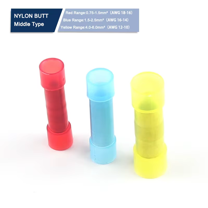 50 Uds. Conector de Cable recto aislado de nailon BNYF Terminal de Cable eléctrico a tope Kit de terminales de cableado de Conductor de cobre