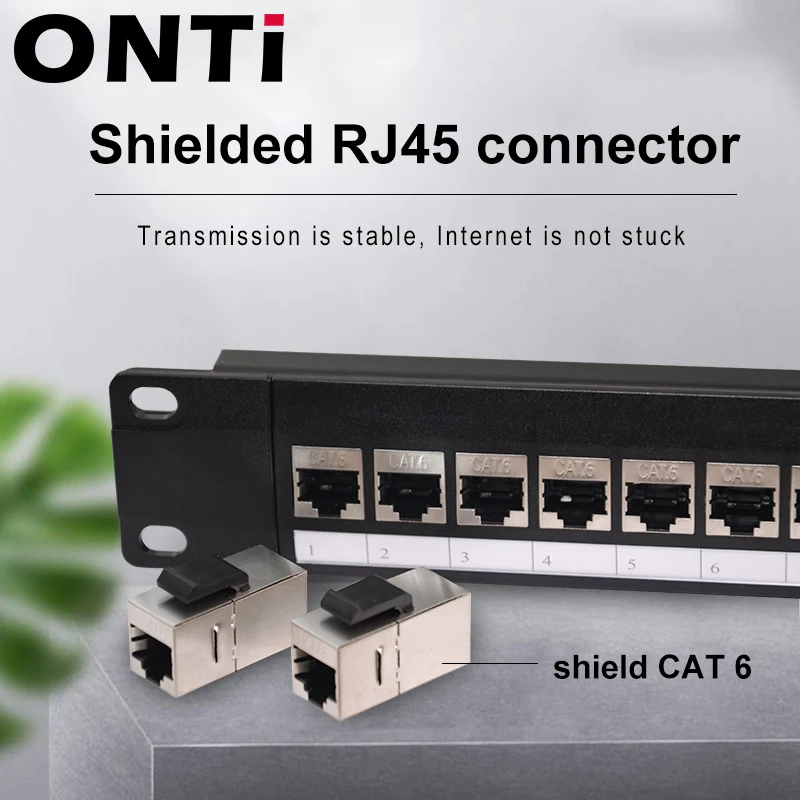 ONTi 19in 1U Rack 24 puertos CAT6 Panel de conexión blindado adaptador de Cable de red RJ45 Keystone Jack marco de distribución Ethernet - imagen 5