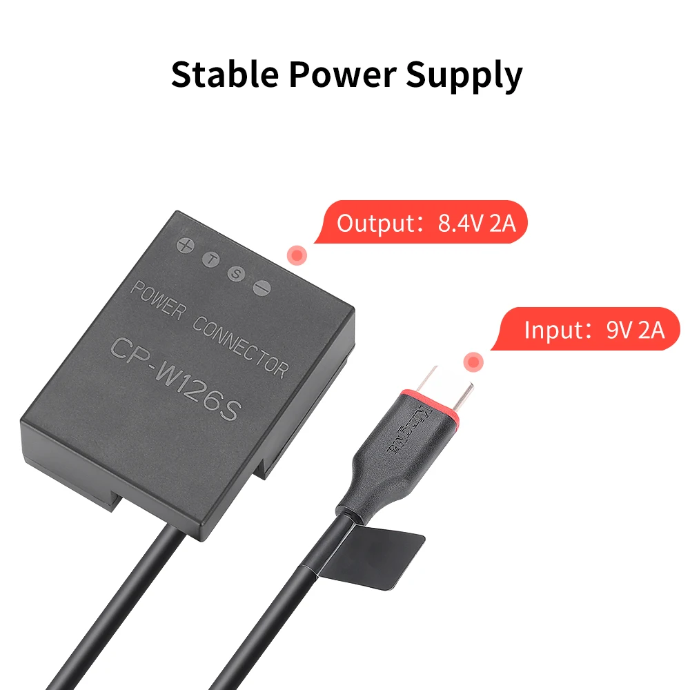 KingMa-acoplador de corriente continua NP-W126 W126S tipo C, batería simulada adaptada para Fujifilm USB-C XT2 XT30 XS10 XT200 XT100 X100V X100F - imagen 4