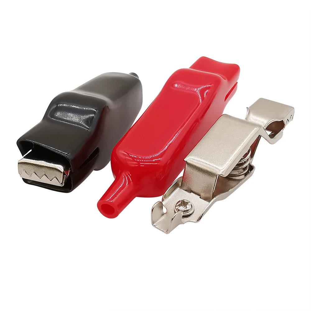 Pinzas de cocodrilo con revestimiento, cables de prueba eléctricos, Conector de batería, cable de puente eléctrico, 2 piezas, rojo, negro, 20A - imagen 4