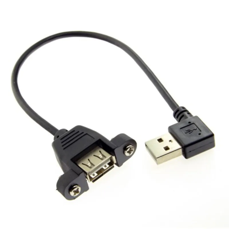 Cable de extensión de conector macho A hembra USB 2,0 A en ángulo recto de 90 grados con orificio de montaje en Panel 30cm 50cm - imagen 2
