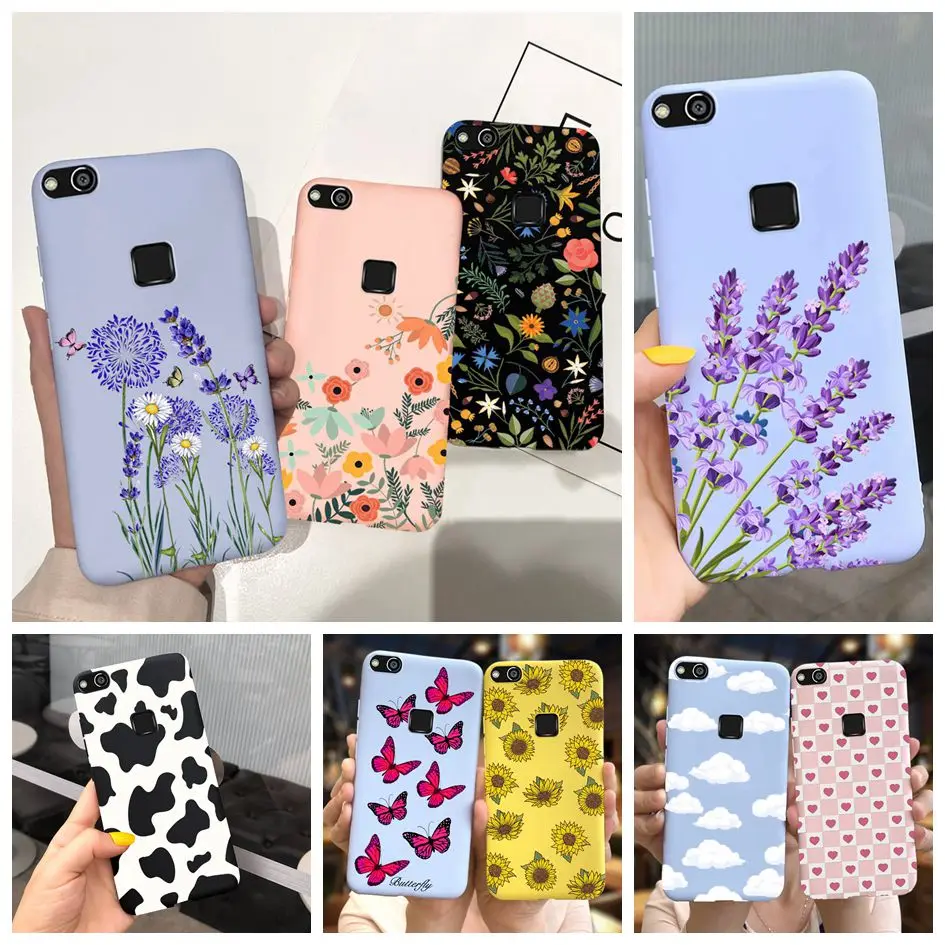 Funda de teléfono con flor de lavanda para Huawei P10 Lite, carcasa suave de TPU, mariposa de vaca bonita, P10Lite P 10 Lite, WAS-LX1