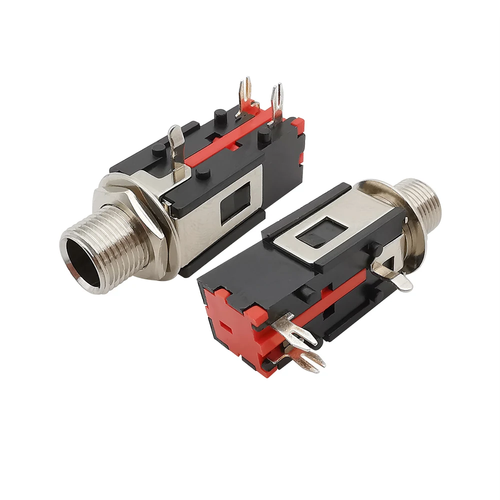 1/2/5 Uds bloqueo de rosca 6,35mm toma de auriculares teléfono Audio Mono/estéreo conector hembra 6,35 1/4 pulgadas adaptador de montaje en Panel - imagen 2