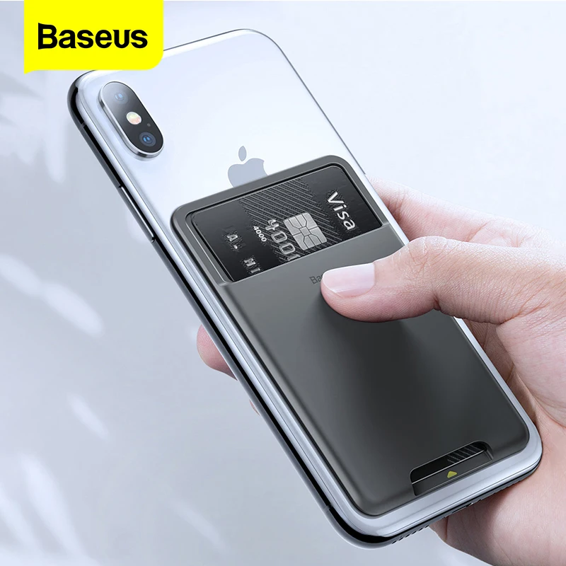 Baseus-funda Universal con ranura trasera para teléfono, funda tipo billetera para tarjetas para iPhone X Xs, pegatina de lujo 3M, funda de silicona para teléfono Samsung Xiaomi