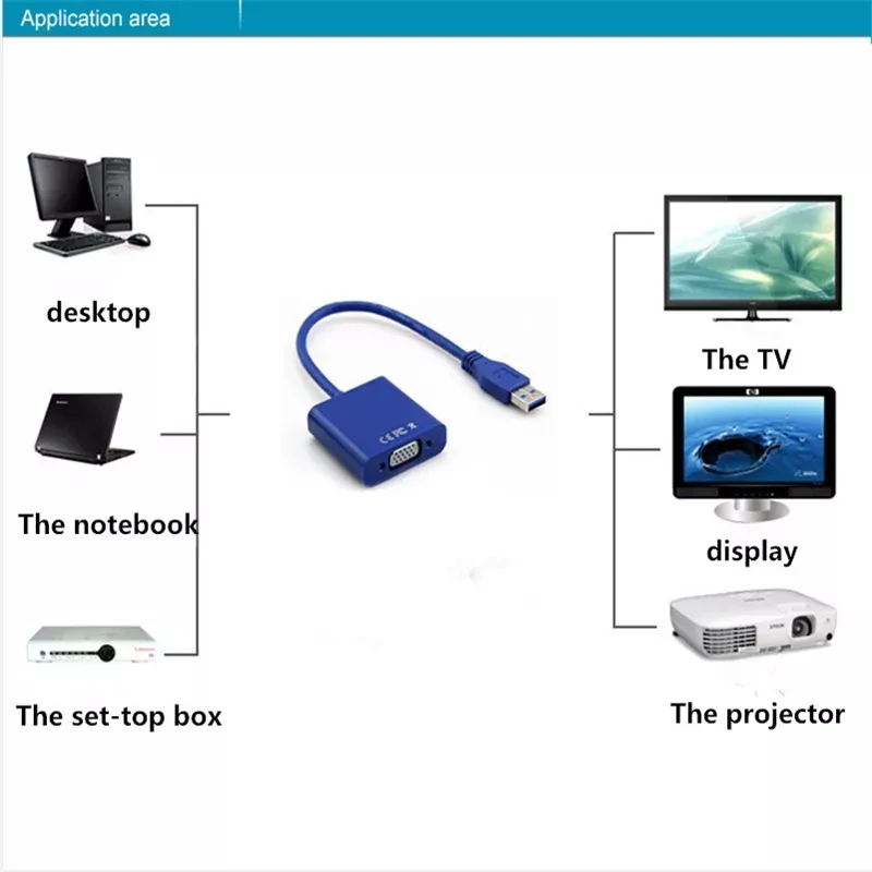 Adaptador USB 3,0 a VGA, convertidor multipantalla, tarjeta gráfica de vídeo externa, portátil, USB 3,0 a hembra, convertidor VGA para PC HDTV - imagen 3