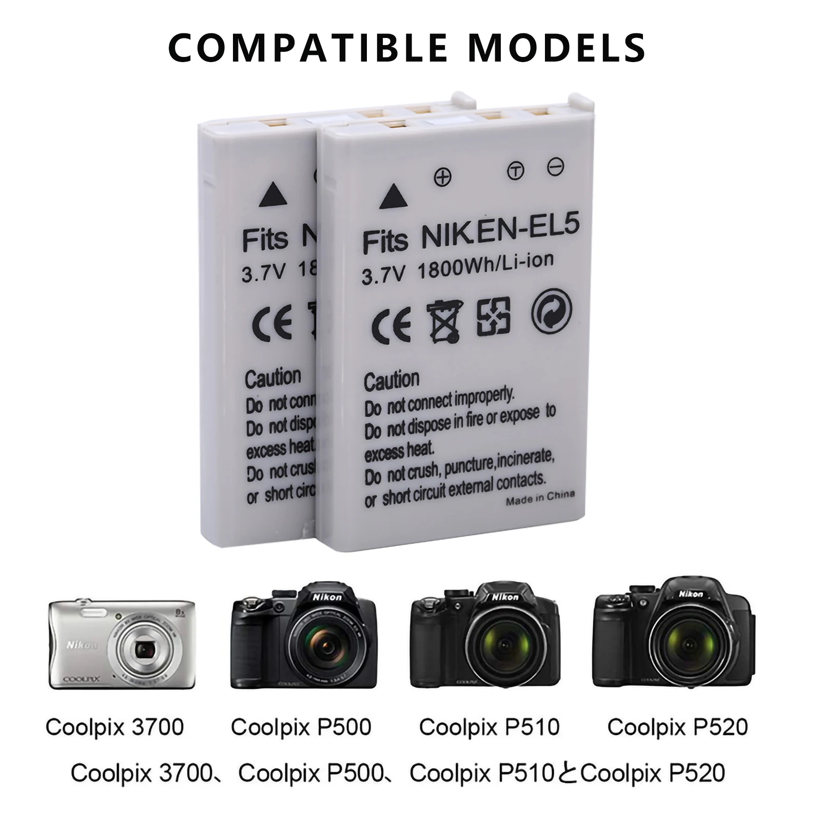 Batería ENEL5 de 2 piezas EN-EL5 y cargador USB Dual LED para cámara Nikon Coolpix P530 P520 P510 P100 P500 P5000 P5100 P6000 3700 4200 - imagen 4