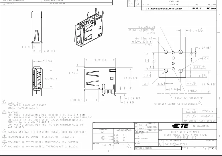 Hembra PCB - Vista del hembra PCB