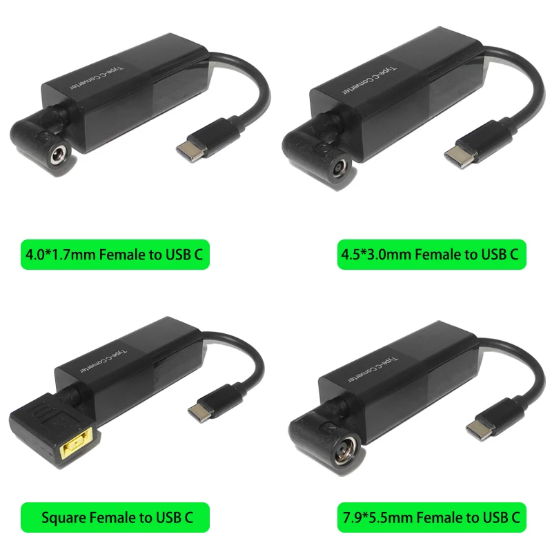 Adaptador de corriente Usb tipo C, enchufe macho de CC a 5,5x2,1, 4,0x1,7, 7,4x5,0, 4,5x3,0mm, adaptador hembra de 65W