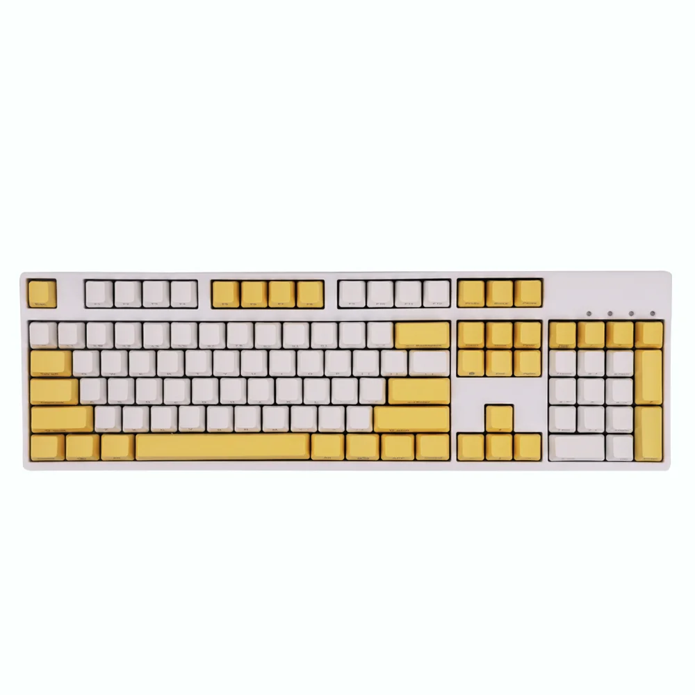 Teclas de 108 teclas PBT OEM, traje con estampado lateral amarillo y blanco para teclado mecánico 61 87 104 108 Anne Pro 2 AKKO FUN60 Pro Mad 60he - imagen 2