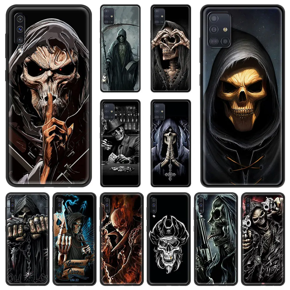 Grim Reaper-funda de teléfono con esqueleto de calavera para Samsung Galaxy A50 A10 A30 A40 A70 A20S A20E A02S A12 A22 A32 A52 5G A04S