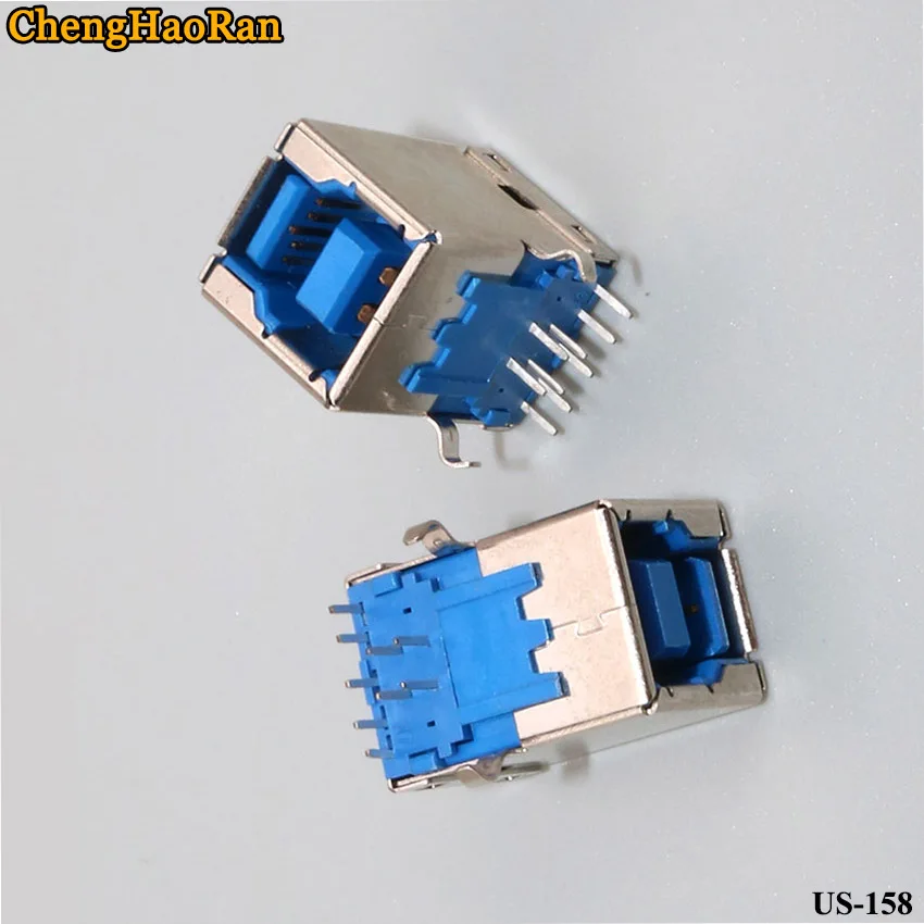 ChengHaoRan 2 uds plástico azul B hembra 3,0 interfaz de alta velocidad USB tipo B puerto 90 grados pin enchufe interfaz de impresora hembra - imagen 3