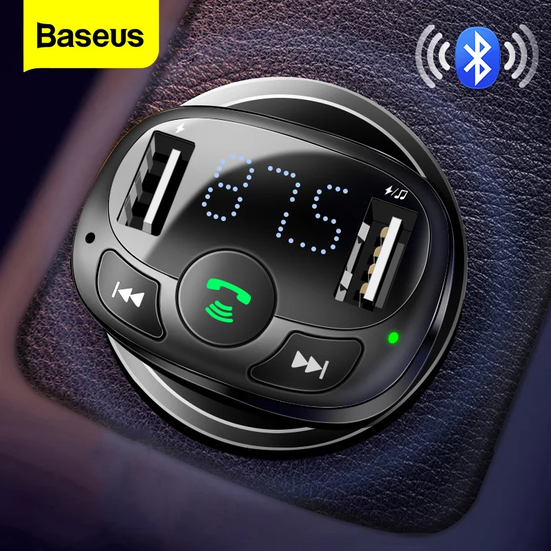 Baseus FM Transmitter Bluetooth Aux Audio MP3 Player FM Radio Dual USB Quick Charge Car Charger FM Modulator Handsfree Car Kit - imagen 2