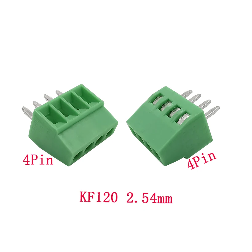 Conector verde KF120 de 4 pines, 2,54mm, Paso 4P, PCB, tornillo, placa de bloque, cable, terminales de Pin recto KF120, 2/5/10 Uds.